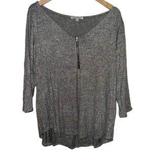 Stitch Fix Plus Size 2X Grey Gray Quarter Zip Cozy Basic Sweater Career Office